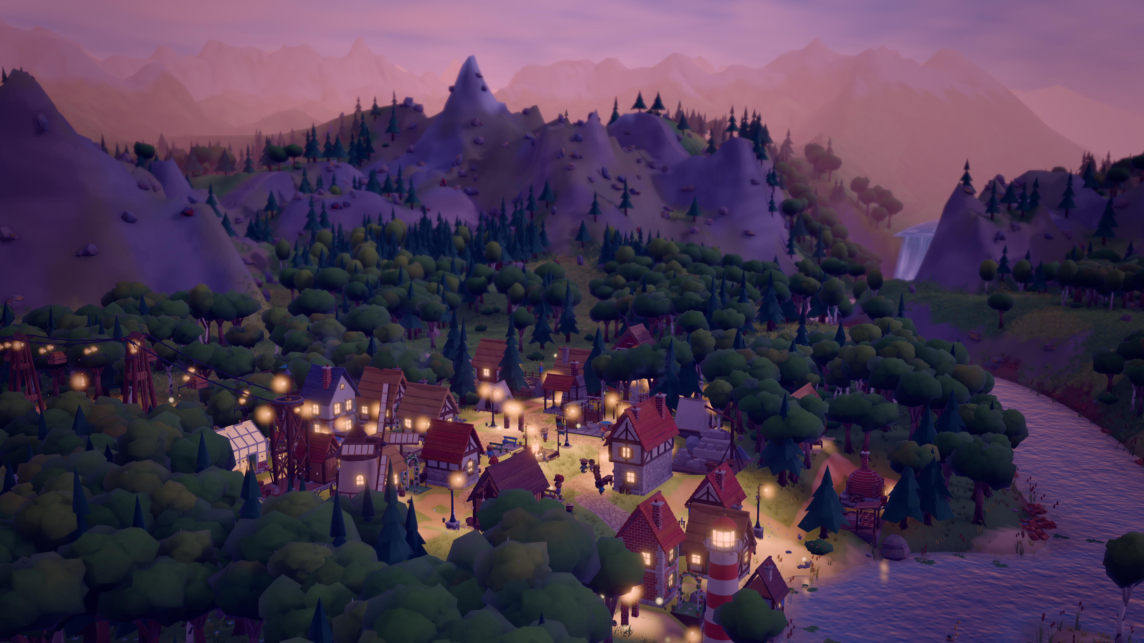 The town at dusk
